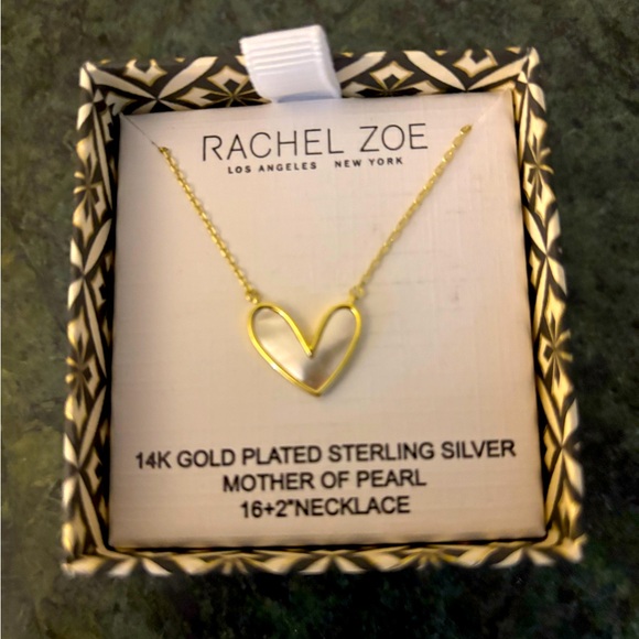 Rachel Zoe 14K Gold Plated Sterling Silver Mother oof Pearl Heart Necklace - Picture 1 of 1